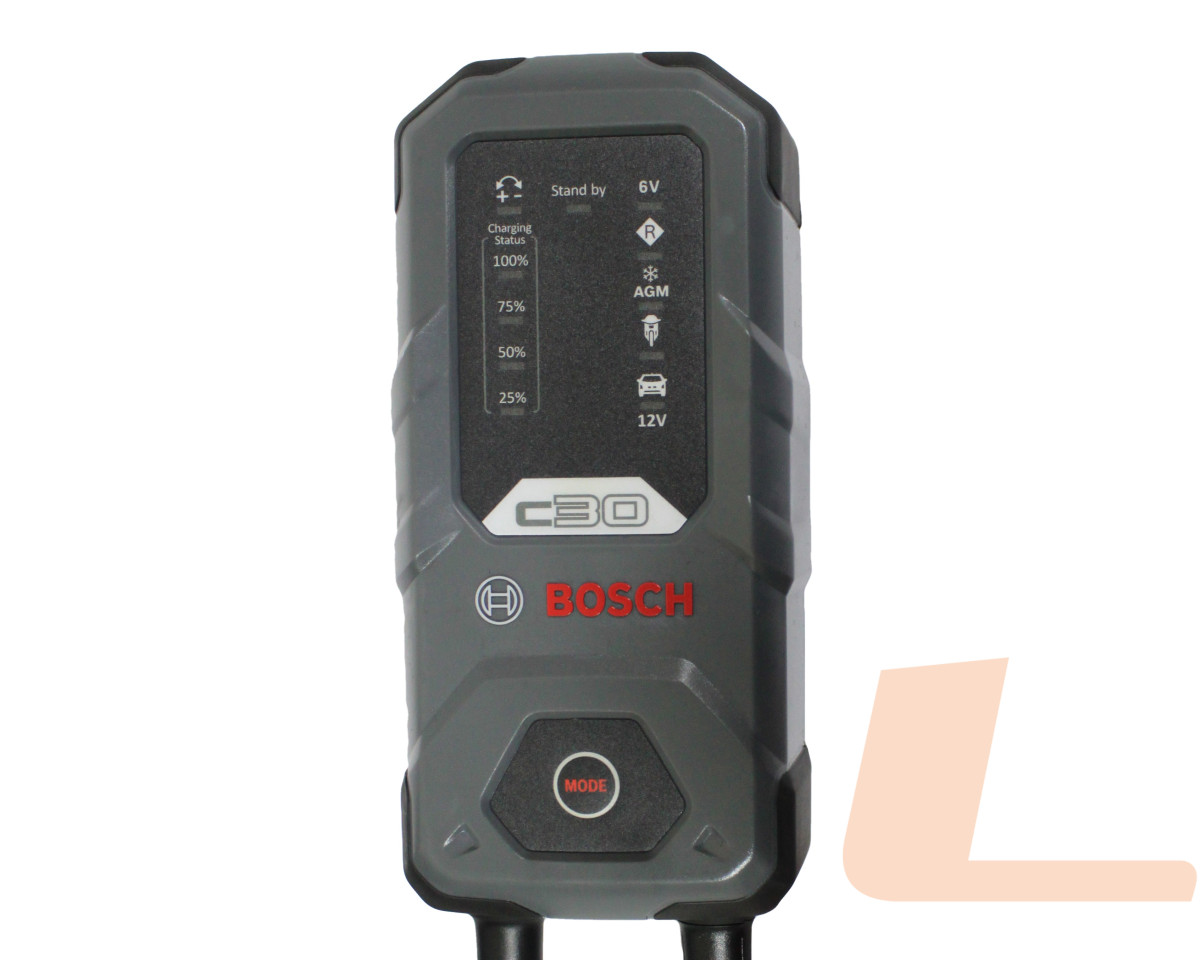 ЗАРЯДНИЙ ПРИСТРІЙ BOSCH C30 6В/12В MAX 3.8A VRLA, WET, GEL, EFB, AGM ЗАРЯДНИЙ ПРИСТРІЙ BOSCH C30 6В/12В MAX 3.8A VRLA, WET, GEL, EFB, AGM