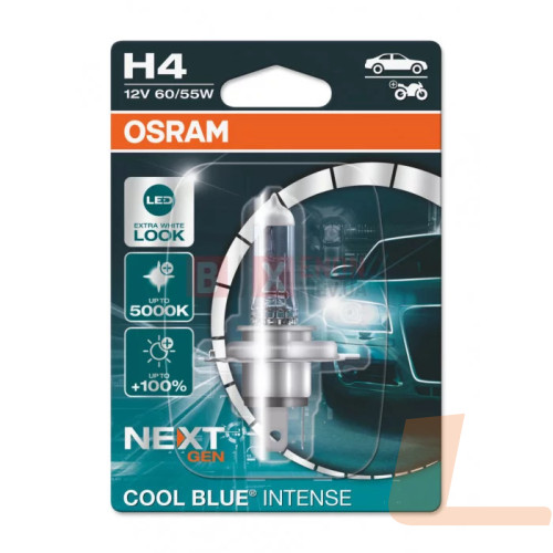 Лампа галогенная автомобильная 12V H4 60/55W P43T COOL BLUE INTENSE NEXT GEN +100% up to 5000K (1ШТ)