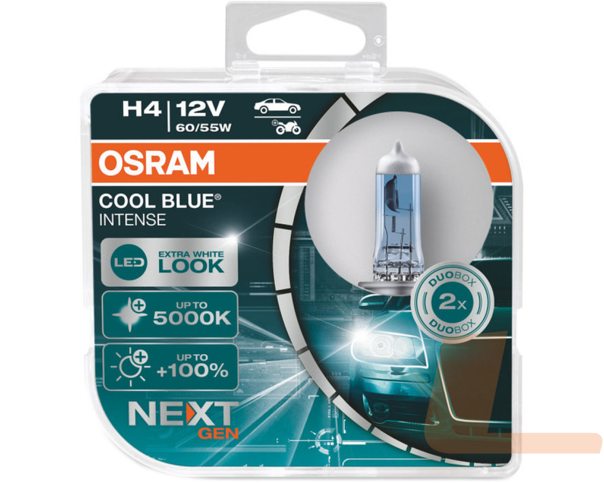 Лампа галогенная автомобильная 12V H4 60/55W P43T COOL BLUE INTENSE NEXT GEN +100% up to 5000K BOX (2ШТ) Лампа галогенная автомобильная 12V H4 60/55W P43T COOL BLUE INTENSE NEXT GEN +100% up to 5000K BOX (2ШТ)