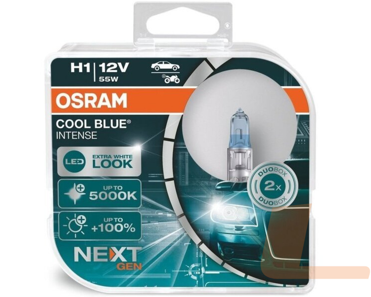 Лампа галогенна автомобільна 12V H1 55W P14,5S COOL BLUE INTENSE NEXT GEN +100% up to 5000K BOX (2ШТ) Лампа галогенна автомобільна 12V H1 55W P14,5S COOL BLUE INTENSE NEXT GEN +100% up to 5000K BOX (2ШТ)
