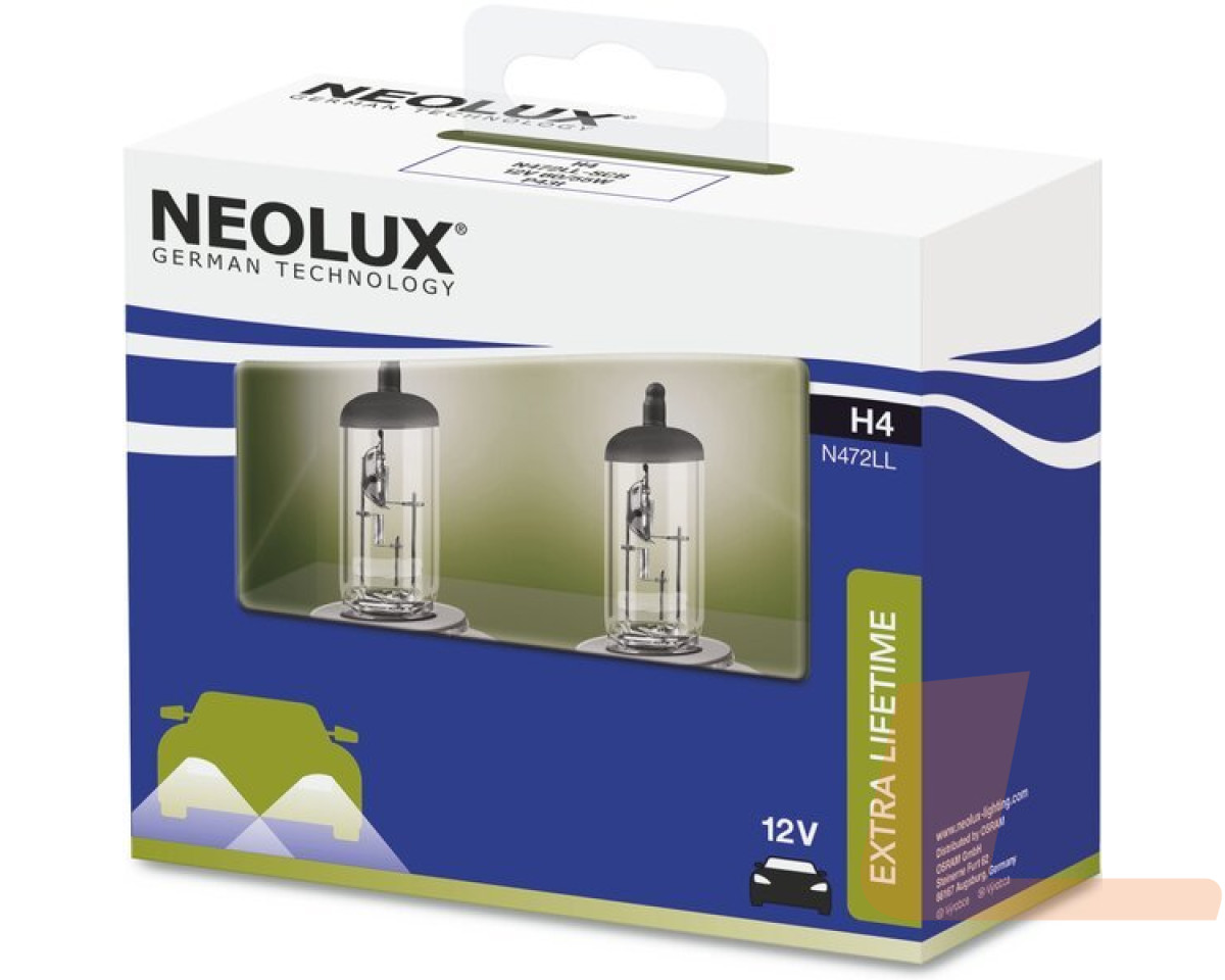 Лампа галогенная автомобильная 12V H4 60/55W P43T EXTRA LIFETIME (2ШТ) DUOBOX Лампа галогенная автомобильная 12V H4 60/55W P43T EXTRA LIFETIME (2ШТ) DUOBOX
