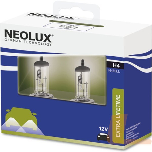Лампа галогенная автомобильная 12V H4 60/55W P43T EXTRA LIFETIME (2ШТ) DUOBOX