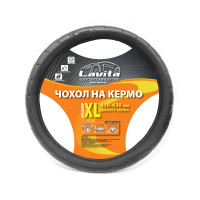 Чохол на кермо ПВХ чорний LA 26-23825-1-XL