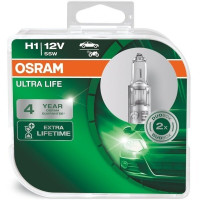 Лампа галогенна автомобільна 12V H1 55W P14,5S ULTRA LIFE С УВЕЛИЧЕННЫМ СРОКОМ СЛУЖБЫ, DUOBOX (2ШТ)