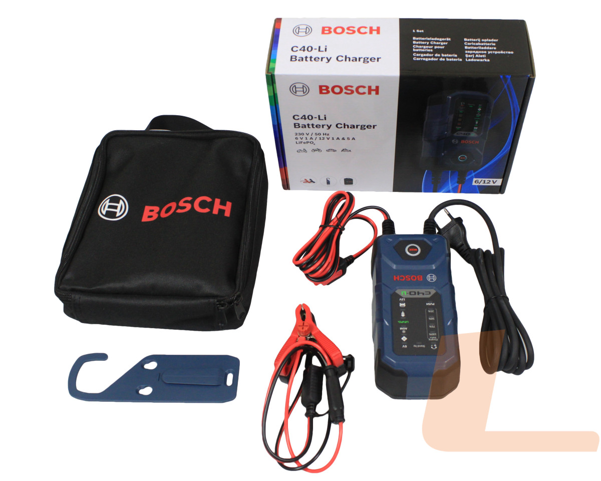 ЗАРЯДНИЙ ПРИСТРІЙ BOSCH C40-LI 6В/12В MAX 5A VRLA, WET, GEL, EFB, AGM, LIFEPO4 ЗАРЯДНИЙ ПРИСТРІЙ BOSCH C40-LI 6В/12В MAX 5A VRLA, WET, GEL, EFB, AGM, LIFEPO4