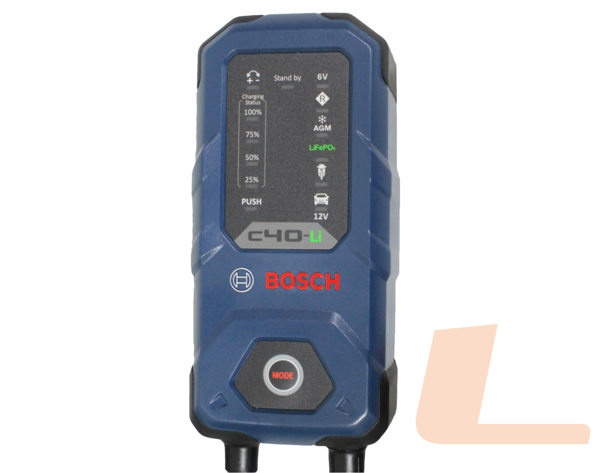 ЗАРЯДНИЙ ПРИСТРІЙ BOSCH C40-LI 6В/12В MAX 5A VRLA, WET, GEL, EFB, AGM, LIFEPO4 ЗАРЯДНИЙ ПРИСТРІЙ BOSCH C40-LI 6В/12В MAX 5A VRLA, WET, GEL, EFB, AGM, LIFEPO4
